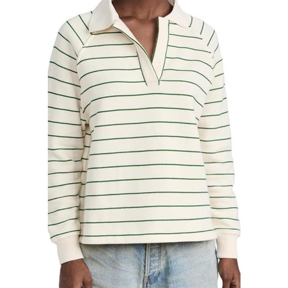 Madewell Betterterry Polo Striped Long Sleeve Sweatshirt US Women's XS New